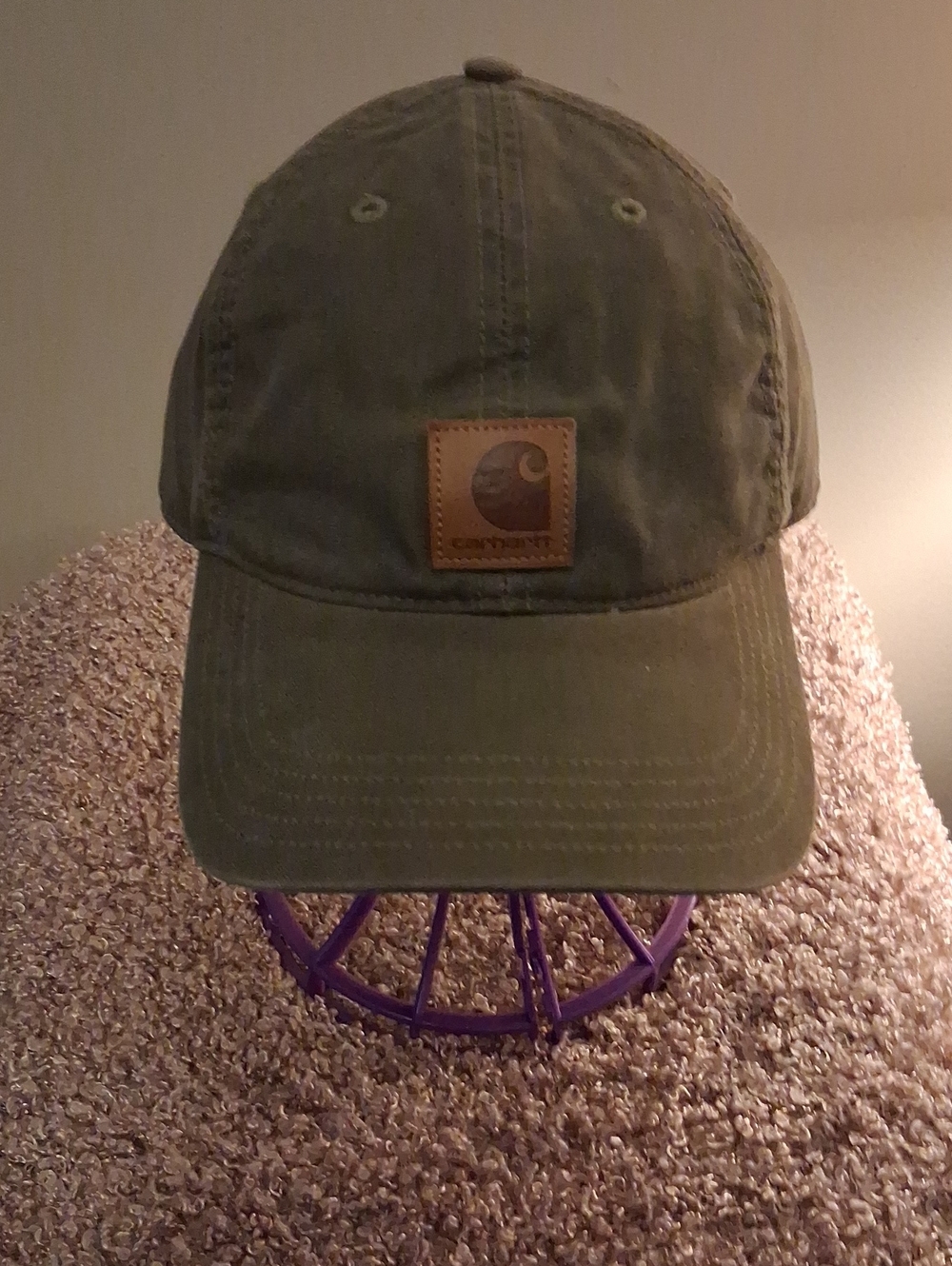 Carhartt Olive Canvas Cap with Leather Patch